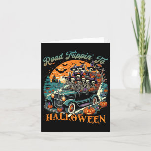 Road Trippin' To Halloween Summer Skeleton Road Ca Card