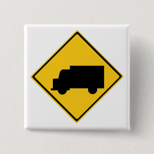 Road Truck Warning Sign Classic 15 Cm Square Badge