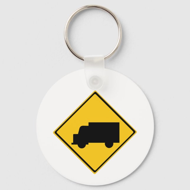 Road Truck Warning Sign Key Ring (Front)
