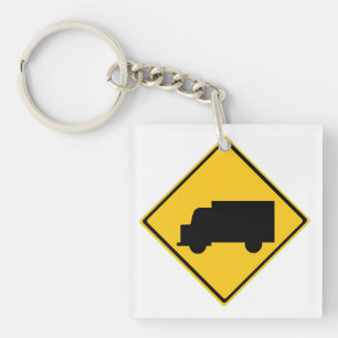 Road Truck Warning Sign Key Ring