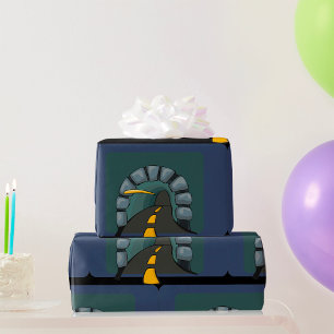 Road Tunnel With Yellow Line Markings Wrapping Paper