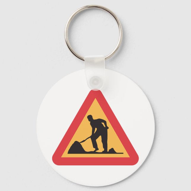 Road Work Ahead Sign Construction Zone Warning Key Ring (Front)