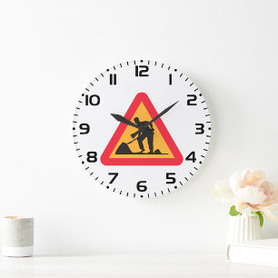 Road Work Ahead Sign Construction Zone Warning Large Clock