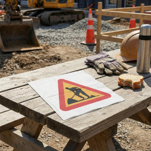 Road Work Ahead Sign Construction Zone Warning Napkin