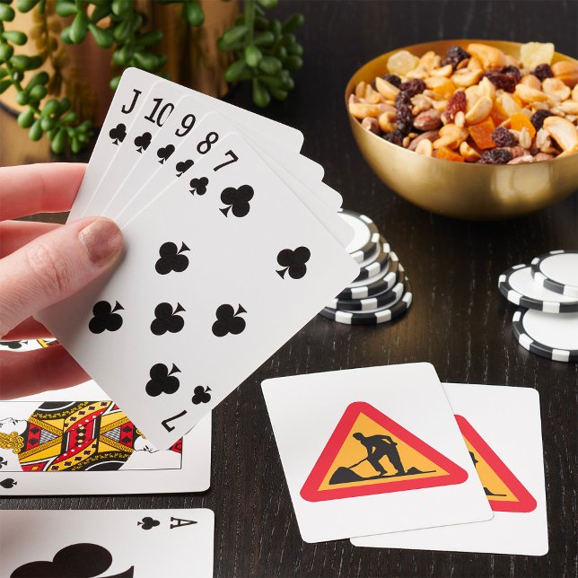 Road Work Ahead Sign Construction Zone Warning Playing Cards (Creator Uploaded)