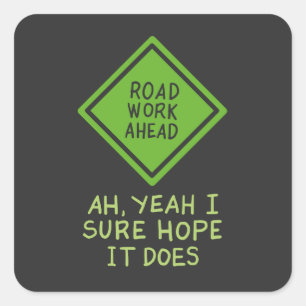 Road Work Ahead Square Sticker