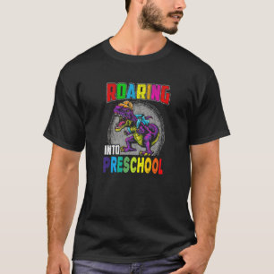 Roading Into Preschool Colourful Rex Dinosaur Pre T-Shirt