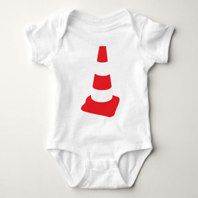 roadmarker traffic cone roadwork baby bodysuit (Front)