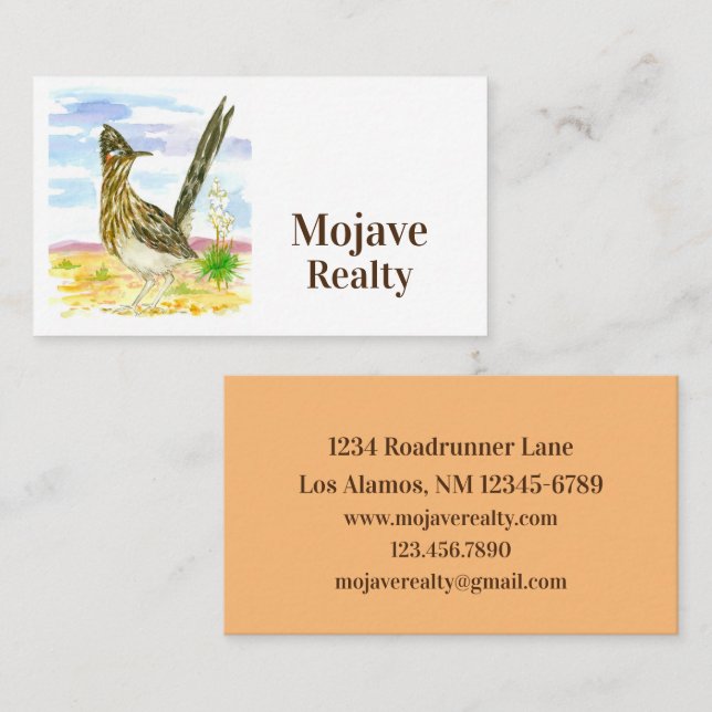 Roadrunner Bird Desert Landscape Yucca Flower Business Card (Front/Back)