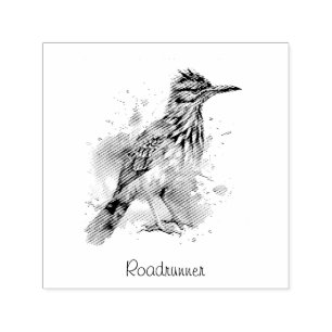 Roadrunner in vibrant watercolor cusomizable self-inking stamp