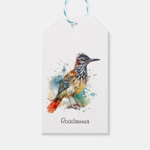 Roadrunner in vibrant watercolor gift tags