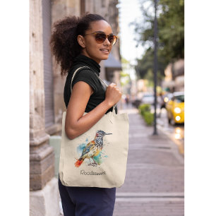 Roadrunner in vibrant watercolor tote bag