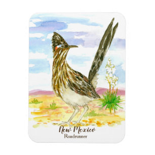 Roadrunner New Mexico State Bird Yucca Flower Magnet