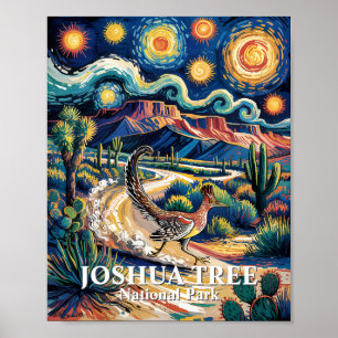 Roadrunner of Joshua Tree Van Gogh Night Custom Poster