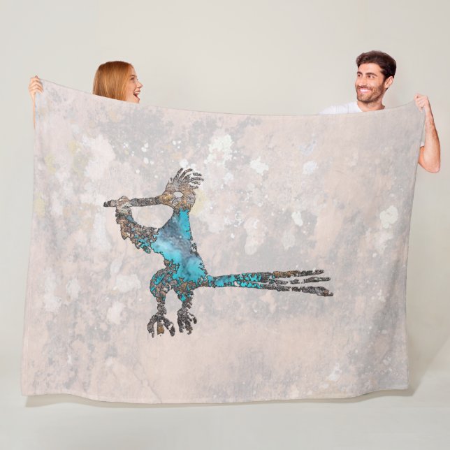Roadrunner Petroglyph Fleece Blanket (In Situ)