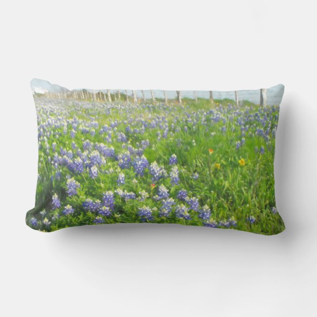 Roadside Bluebonnets Lumbar Pillow (Front)