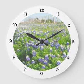 Roadside Bluebonnets Round Clock