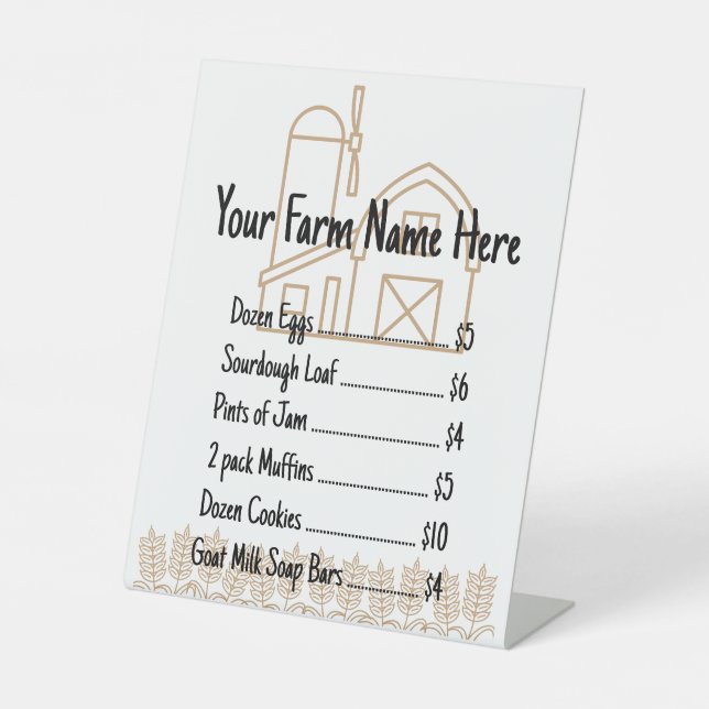 Roadside Farmstand Product List and Menu Template  Pedestal Sign (Front)