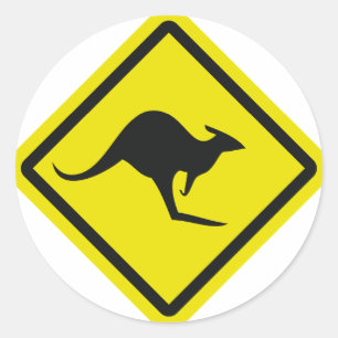 roadsign australia kangaroo icon classic round sticker