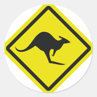 roadsign australia kangaroo icon classic round sticker