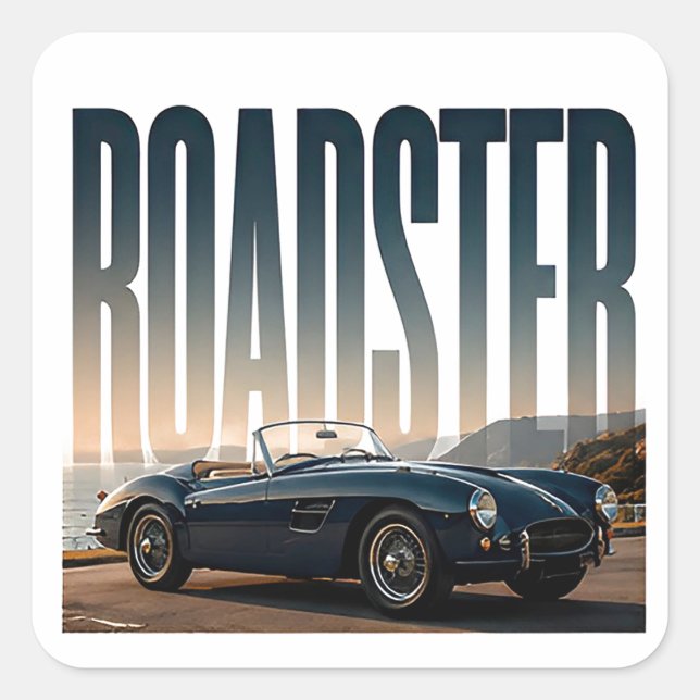 Roadster Luxury Open Road Editorial Graphic Square Sticker (Front)