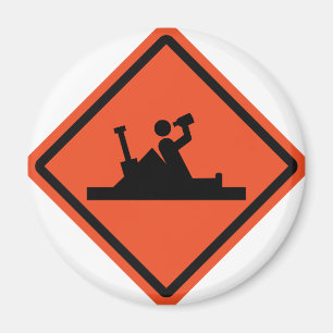 roadwork ahead funny beer magnet