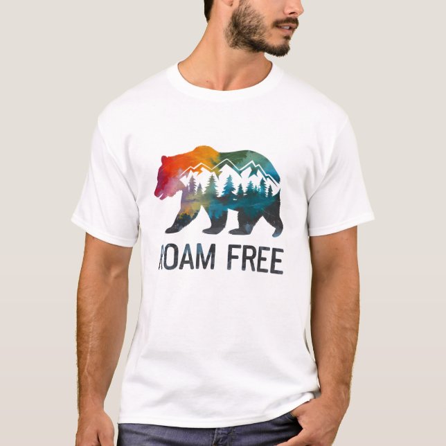 Roam Free Bear Forest Hiking T-Shirt (Front)