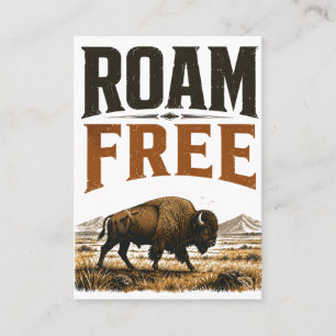 Roam Free Bison Prairie Wilderness Vintage Outdoor Calling Card
