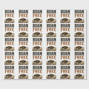 Roam Free Bison Prairie Wilderness Vintage Outdoor Wrapping Paper