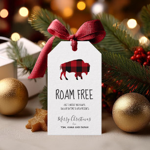 Roam Free Buffalo Black and Red Plaid ID602 Gift Tags