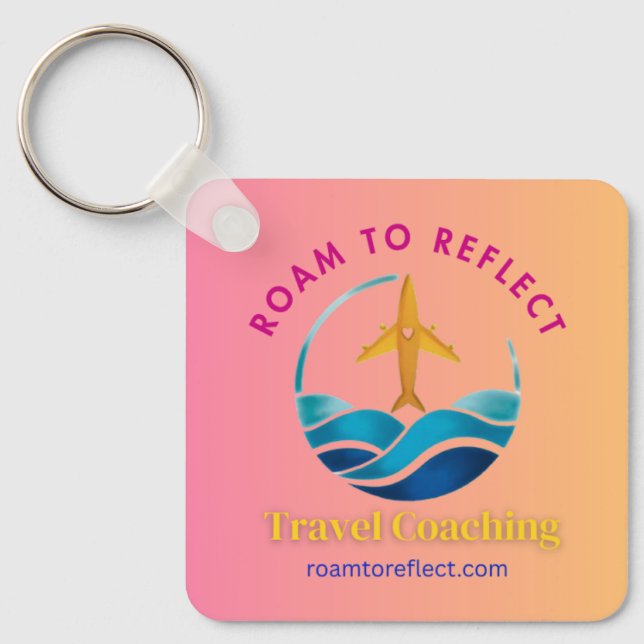 Roam to Reflect keychain pink and yellow (Front)