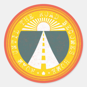 roam until the road becomes home classic round sti sticker