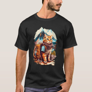 Roaming the Peaks Tourist Cat Backpacking Design T-Shirt