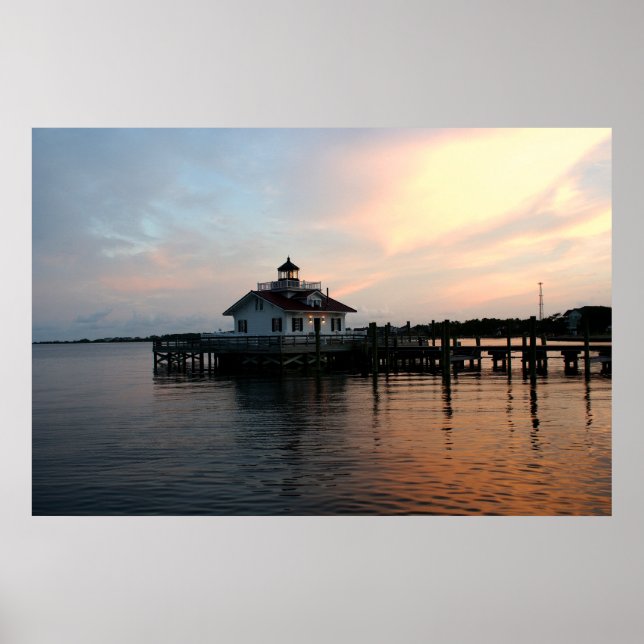 -Roanoke Lighthouse at Dusk Poster (Front)