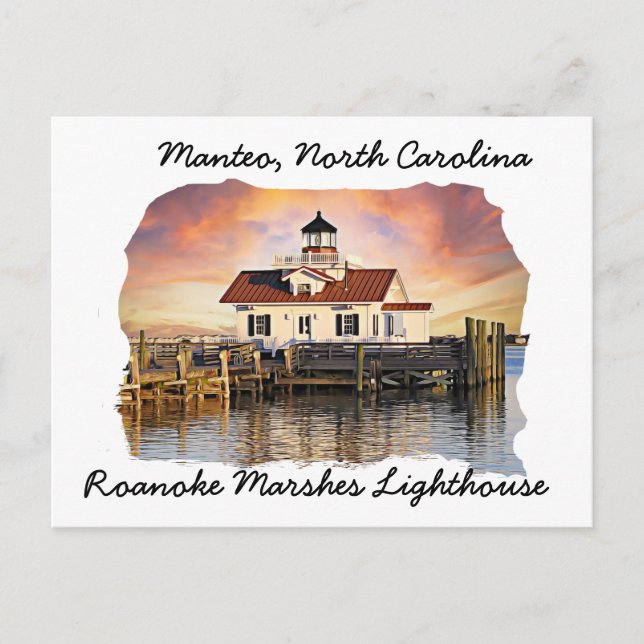 Roanoke Marshes Lighthouse Manteo NC Postcard (Front)