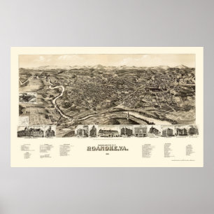 Roanoke, VA Panoramic Map - 1891 Poster