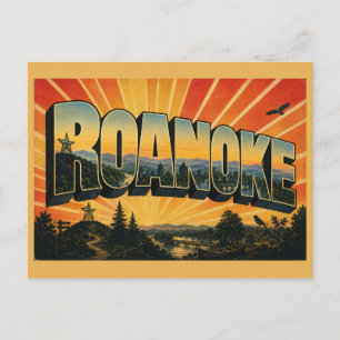Roanoke VA Star Mountain River Art Postcard