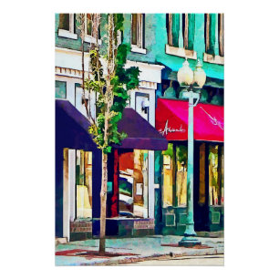 Roanoke VA Street With Restaurant Poster