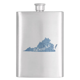 Roanoke Virginia Wood Grain Hip Flask
