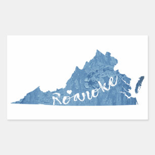 Roanoke Virginia Wood Grain Rectangular Sticker