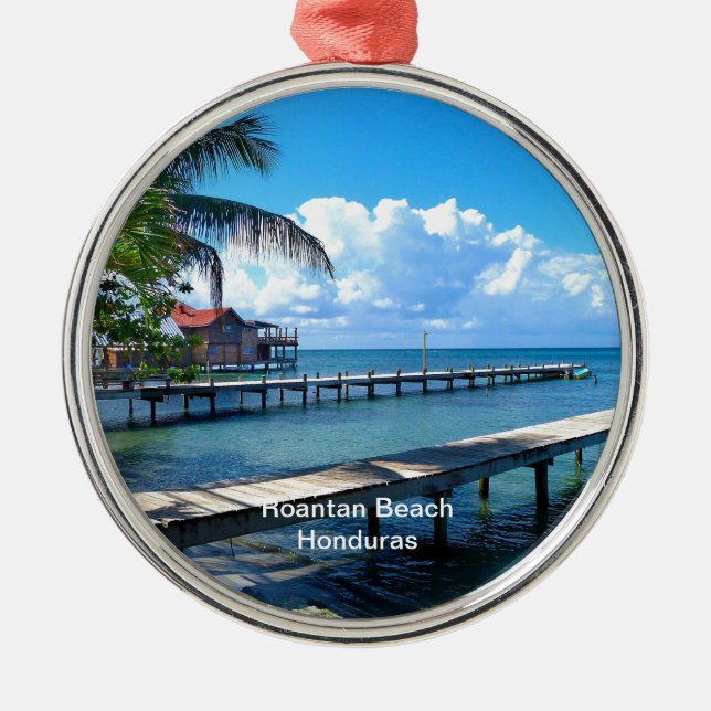 Roantan Beach, Honduras Metal Tree Decoration (Front)