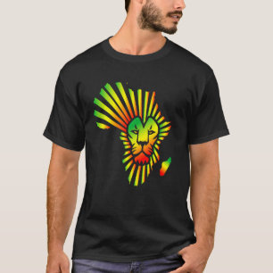 Roar Africa Map Lion Face Reggae Rasta T-Shirt