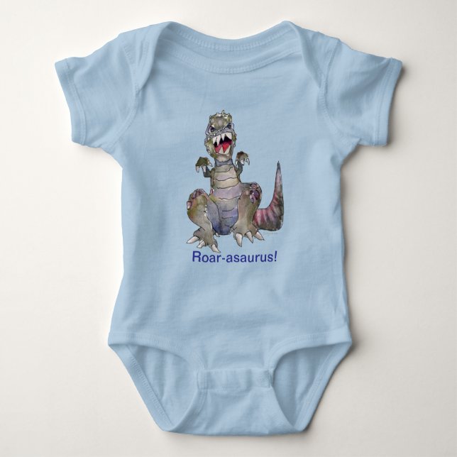 Roar-asaurus Cartoon Dinosaur T-Shirt Baby Bodysuit (Front)
