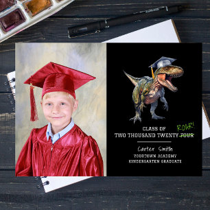 Roar Class of 2024 Dinosaur Graduation Photo Black Card