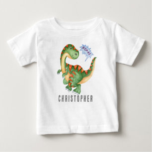 ROAR Cute Green Dinosaur Boys Baby T-Shirt