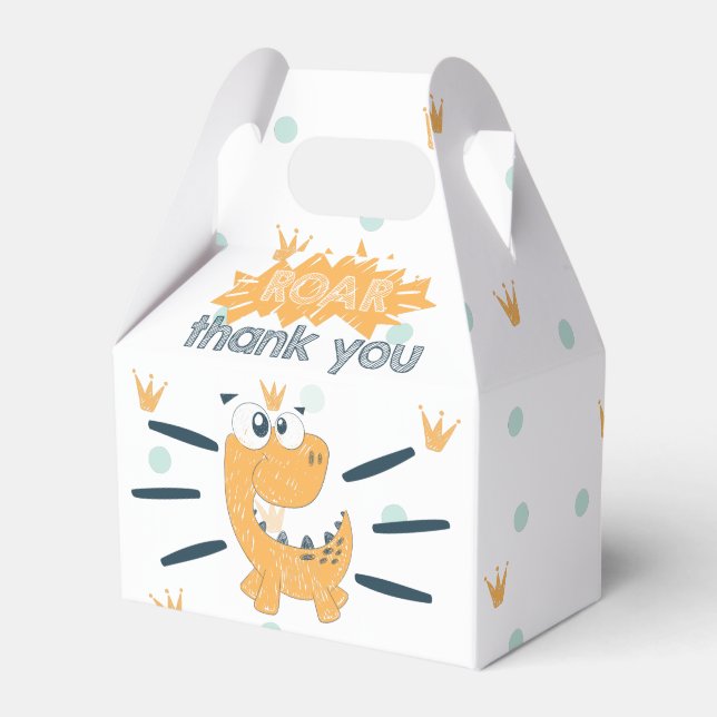 ROAR Dinosaur Birthday Thank you Favour Box (Front Side)