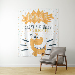 ROAR Dinosaur Happy Birthday Personalised Tapestry