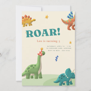 Roar Dinosaur Party Kids Birthday Invitation