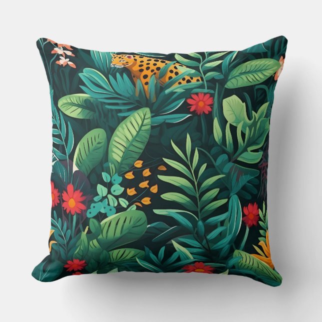 Roar & Explore Rainforest Botanical Cushion (Front)