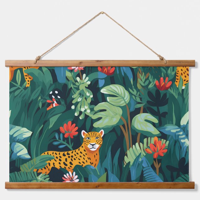 Roar & Explore Rainforest Botanical Hanging Tapestry (Front)